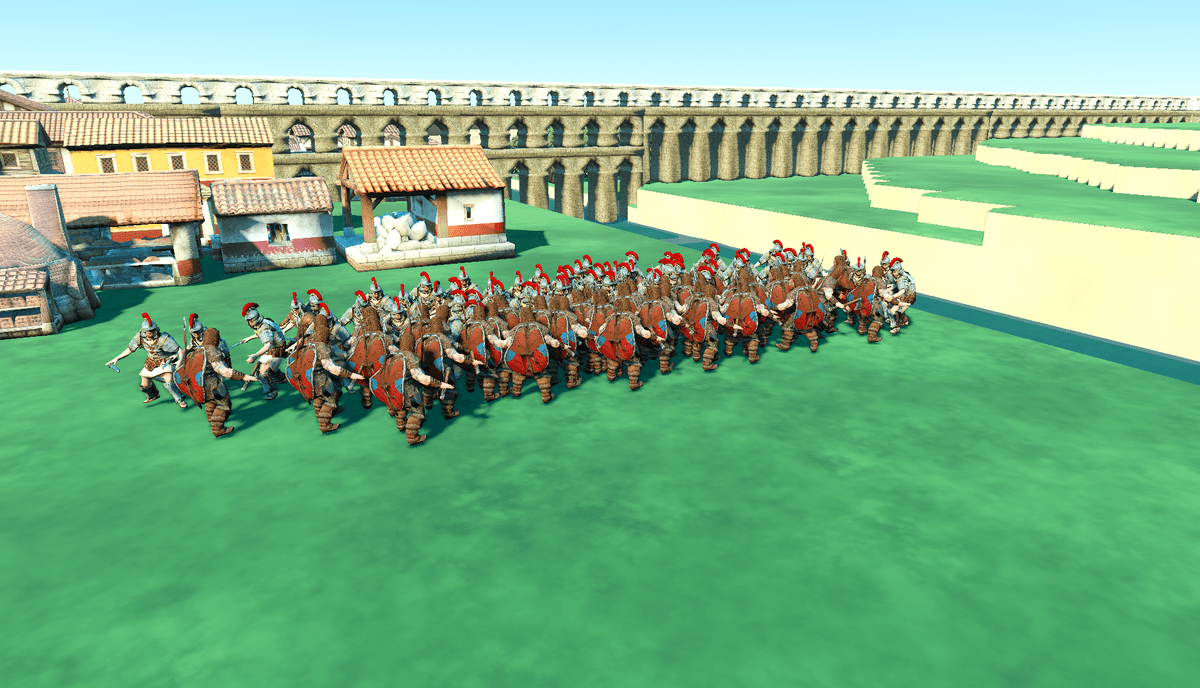 Battle clash at the aqueduct wall