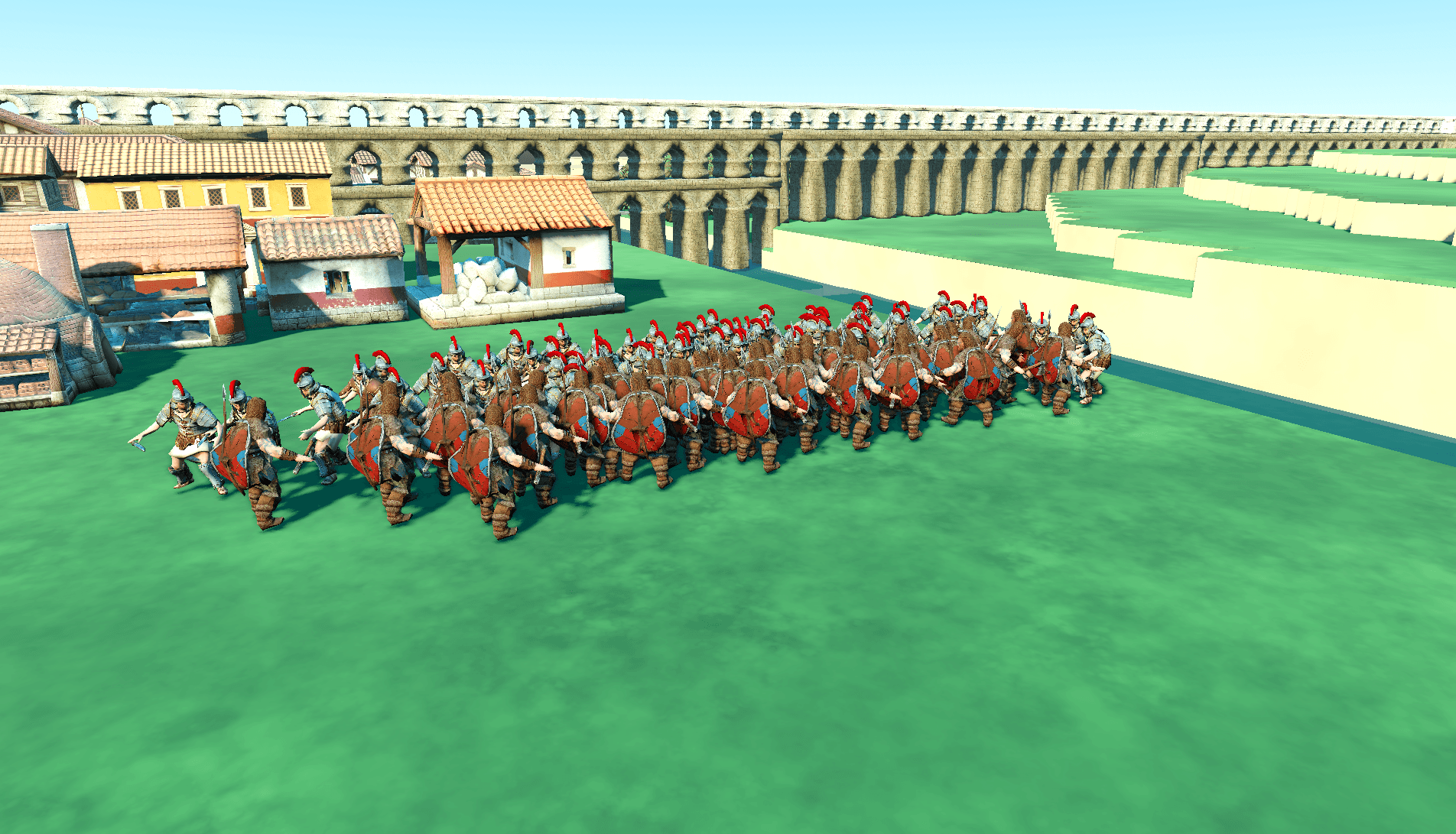 Battle clash near the colonia aqueduct wall