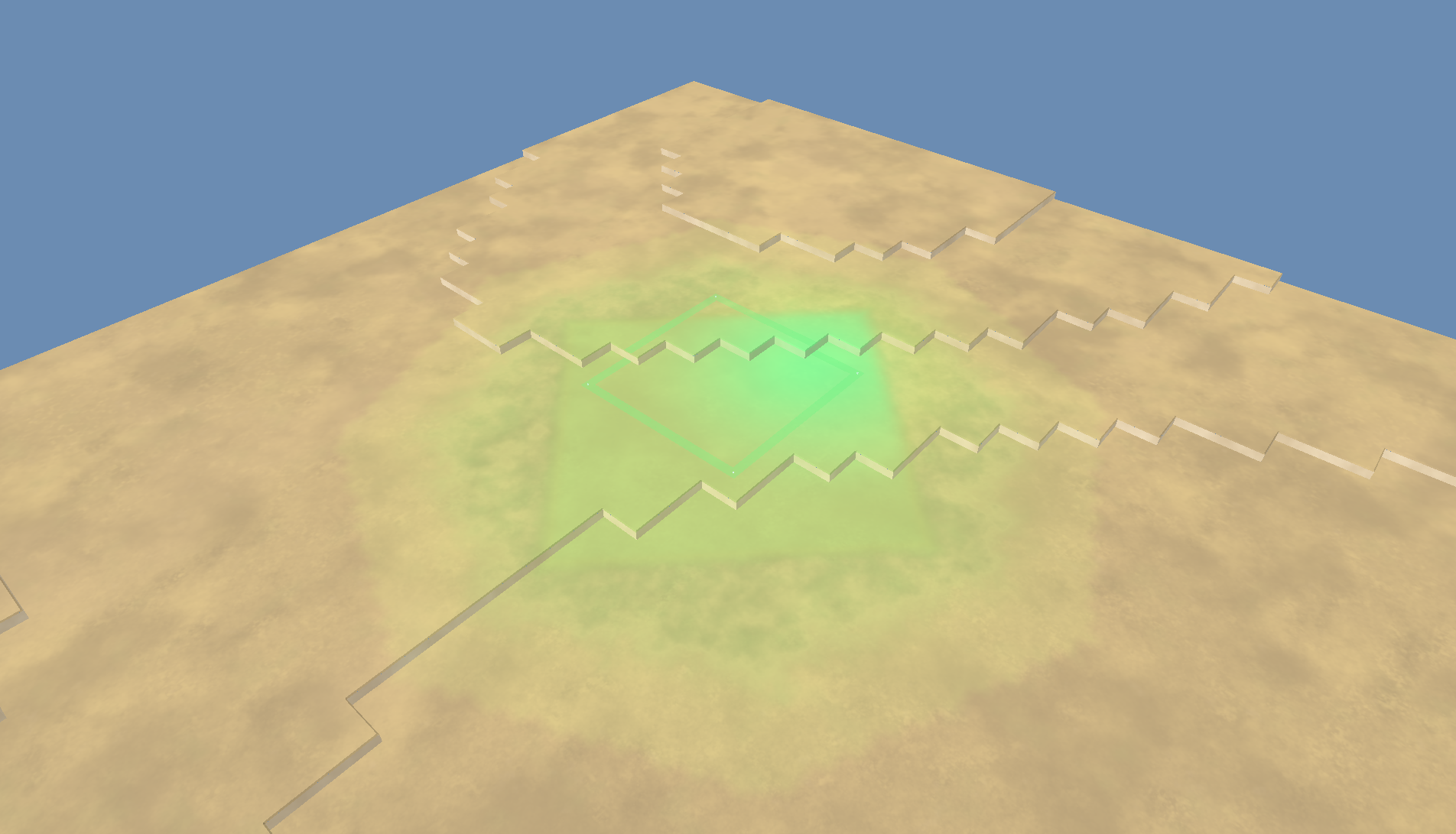 In-game placement footprint feedback on terraced ground